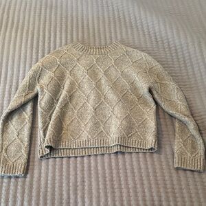 Cozy Diamond-Knit Crewneck Sweater - Cream Hazel Moon Women’s Size Small